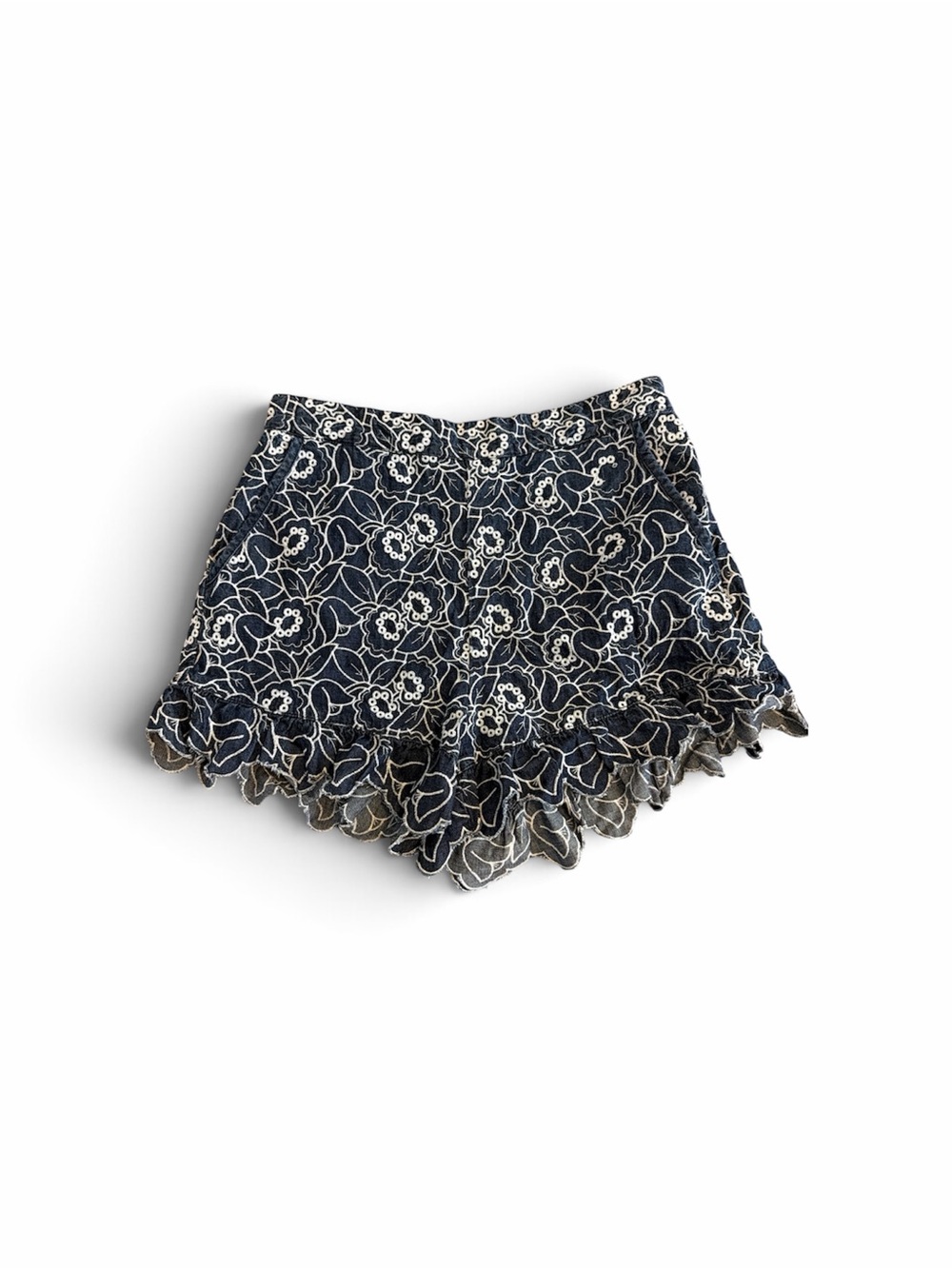 MAEVE by Anthropologie Navy Floral Lace-Trim Skort size 10